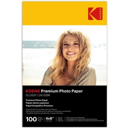 Kodak 4 x 6 in. 240G Gloss Inkjet Photo Paper, 100PK KO466855
